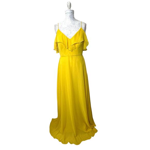 Dessy Collection Mila Luxe Chiffon Formal Marigold Style 3020 Women 6 Reg. NWT - Picture 2 of 12